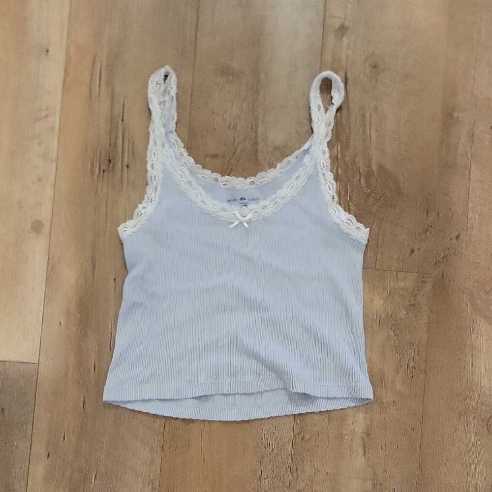 Brandy Melville Light Blue Camisole with White Lace ×s/s